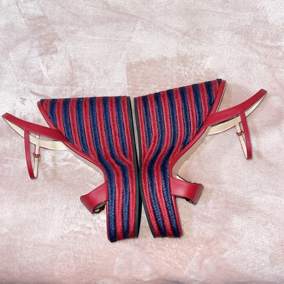 GUCCI Lifford Calfskin Aitana Espadrille Platform in Hibiscus Red Sz. IT39 US9 - Picture 11 of 17